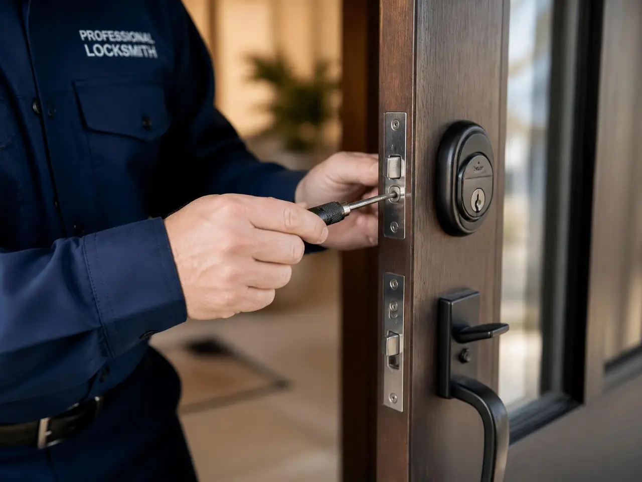 Locksmith providing residential door-lock service in Laredo, Texas